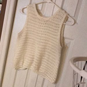 cream cropped knit tank w/ draped back